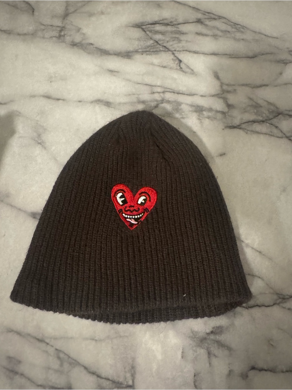 Keith Haring x Shoe Palace Black Beanie Heart Logo